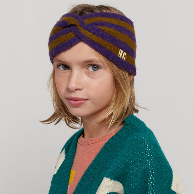 Bobo Choses Striped Knitted Khaki Headband