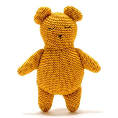 Organic Knitted Bear Toy - Ochre