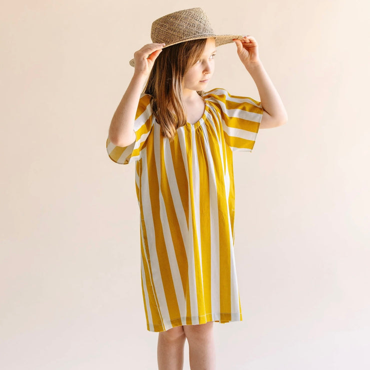 La Paloma House Dress - Golden Stripe