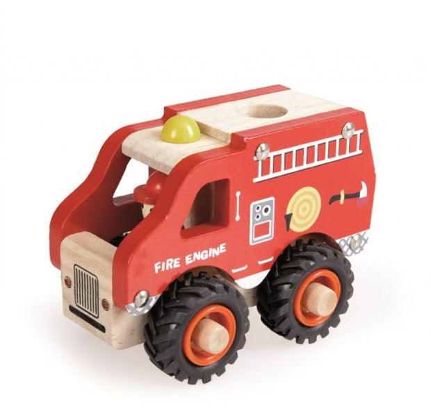 wooden red fire truck