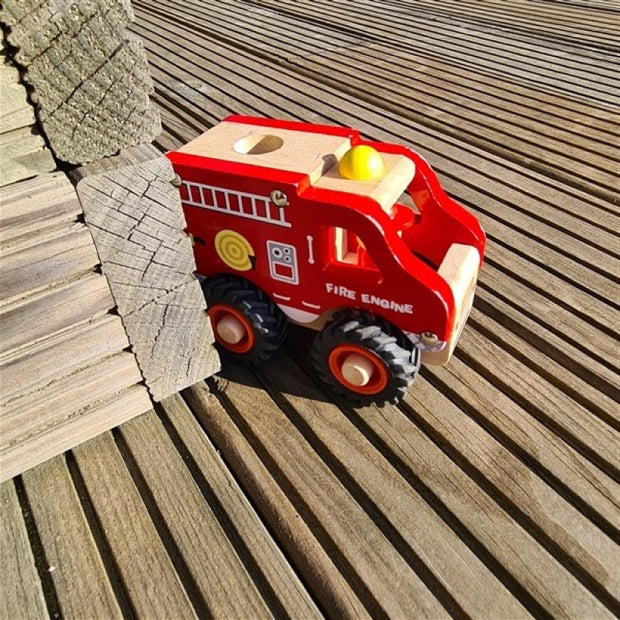 wooden red fire engine